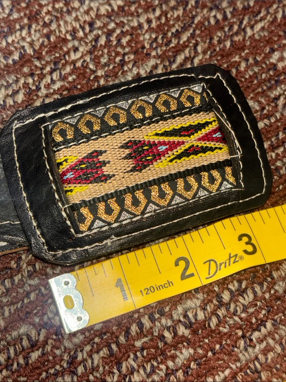 Vintage western belt metallic woven charro leather authentic cowboy belt 33”-40”